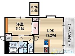 レーブエスポワール 1LDKの間取図画像