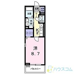 プレジェーネ一津屋 1Kの間取図画像