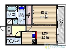 レジデンスKU 1LDKの間取図画像