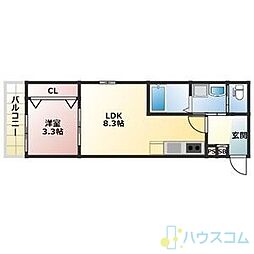 ALEGRIA岸辺 1LDKの間取図画像