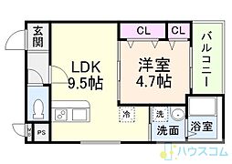 (仮称)フジパレス奈良町 1LDKの間取図画像