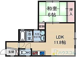 吉田ハイツ 1LDKの間取図画像