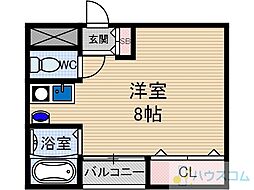 フェリセ富田 1Kの間取図画像