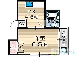 マンション藤 1DKの間取図画像