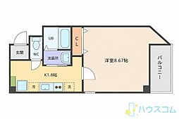 ラ・フォンテ摂津富田 1Kの間取図画像