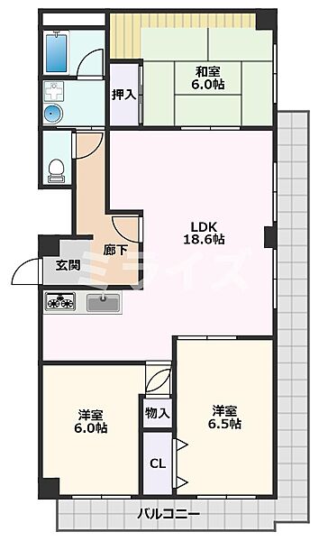 ハイツネーバーI ｜大阪府吹田市五月が丘南(賃貸マンション3LDK・2階・84.62㎡)の写真 その2