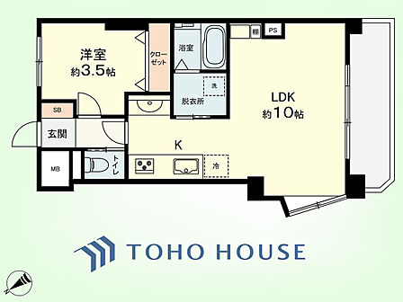 1LDK 専有面積43.32平米、バルコニー面積5.94平米