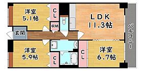 兵庫県神戸市灘区中郷町１丁目（賃貸マンション3LDK・3階・67.10㎡） その2