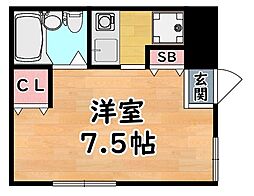 シェモア六甲 ワンルームの間取図画像