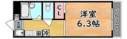 ヴィラ六甲 1Kの間取図画像