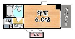 メゾン・ド・六甲パート1 1Kの間取図画像