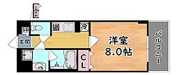 クレール摩耶 1Kの間取図画像