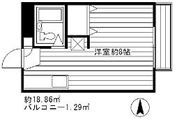 コーポM ワンルームの間取図画像