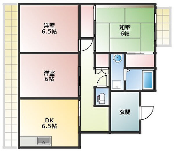 ヴェルディ焼津 302｜静岡県焼津市焼津６丁目(賃貸マンション3DK・3階・61.24㎡)の写真 その2