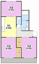 グランドハイツ青葉 3DKの間取図画像