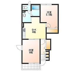 クレアミュール 2LDKの間取図画像