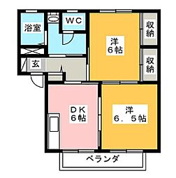 グリーンコーポiC 2DKの間取図画像
