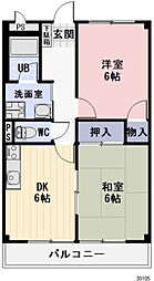 SurPlusリヴェール 2DKの間取図画像