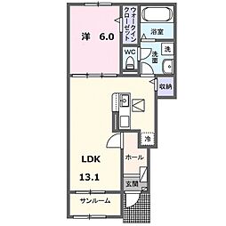 セレーノ・梨花 1LDKの間取図画像