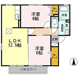 プレミール2 2LDKの間取図画像