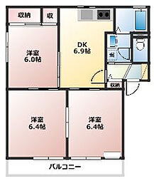 ドミールC 3DKの間取図画像