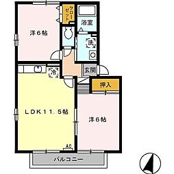 サンフローラA 2LDKの間取図画像