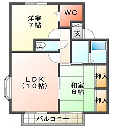 エーデルハイムA 2LDKの間取図画像