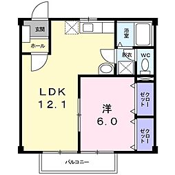 メゾン・ハピネス 1LDKの間取図画像