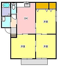 フレンドリー仲田2B 3DKの間取図画像