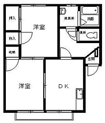 サン・S八楠 2DKの間取図画像