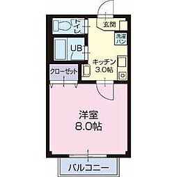 サープラス由佳 1Kの間取図画像