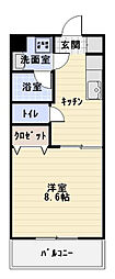 ぱ～くたうんルナ3 1Kの間取図画像