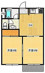 フォーブル村松1 2DKの間取図画像