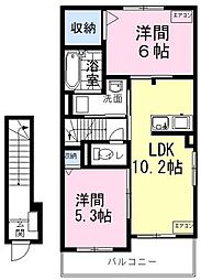 アヴェニール2 2LDKの間取図画像