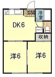 フォーブル高柳B 2DKの間取図画像