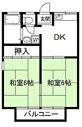 グリーンハイツスズキ 2DKの間取図画像