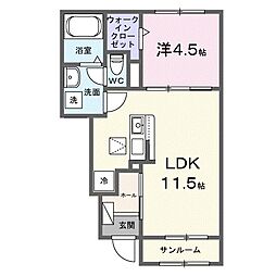 藤枝市瀬古2丁目アパート 1LDKの間取図画像