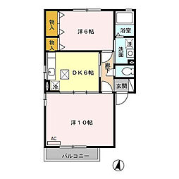 グレイスフルY 2DKの間取図画像