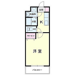 グローリーノーブル 1Kの間取図画像