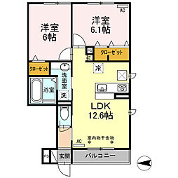 メゾンドパディ 2LDKの間取図画像