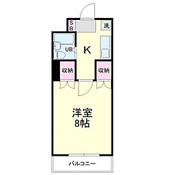 グローリー尚徳 1Kの間取図画像