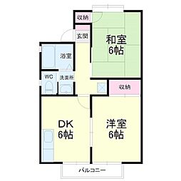 アピアA 2DKの間取図画像