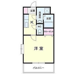 オールグランデ 1Kの間取図画像