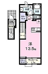 藤枝市東町アパート ワンルームの間取図画像