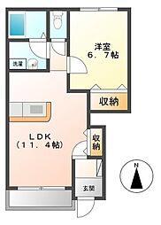ビバーチェ 1LDKの間取図画像
