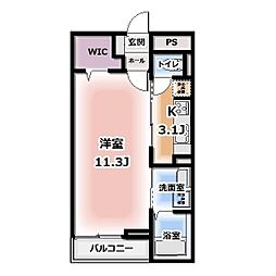 リード 1Kの間取図画像