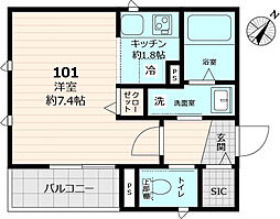 仮称フェリシア ワンルームの間取図画像