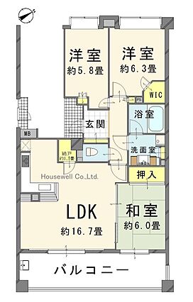 玄関からリビン...