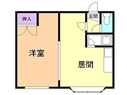 フラット・ロータス 1LDKの間取図画像