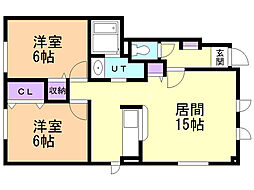 サンフィット 2LDKの間取図画像